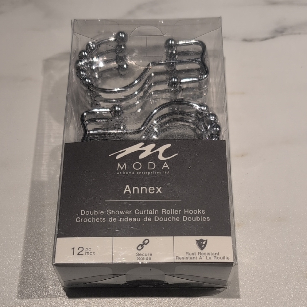 Moda Chrome Double Shower Curtain Hooks